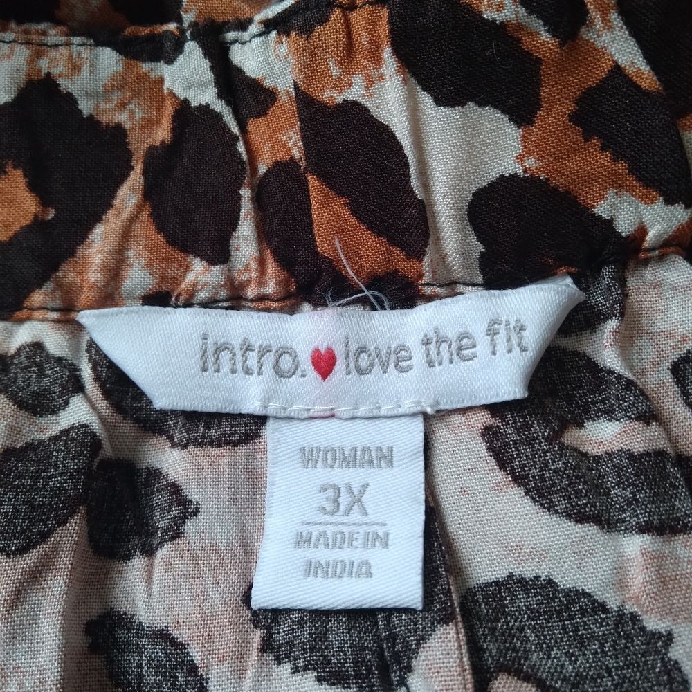 Intro. Brown Black Leopard Animal Print High Low Hem Plus Size Skirt Women's 3X - Picture 3 of 13